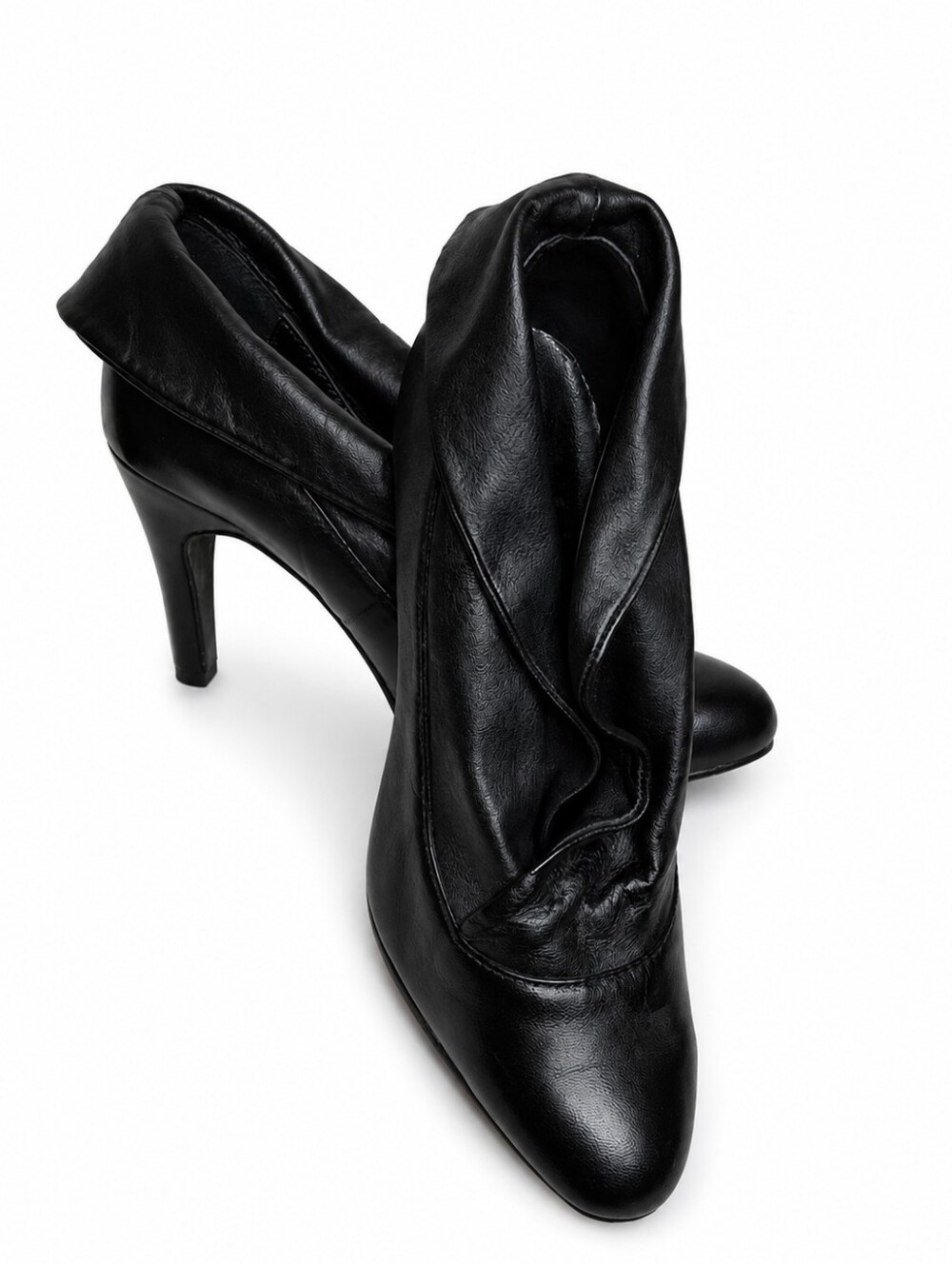 Report Signature Black Leather Foldover Shooties Heels Size 7